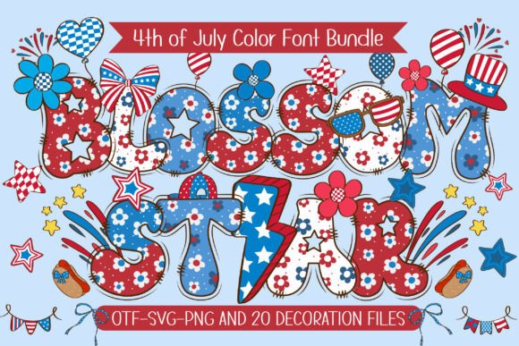 Blossom Star: Elevate Patriotic Designs with Artistic Typography